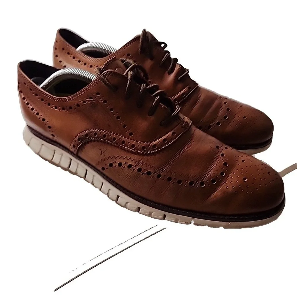 Cole Haan Brown Leather Wingtip Oxford Dress Shoes Mens 10.5
